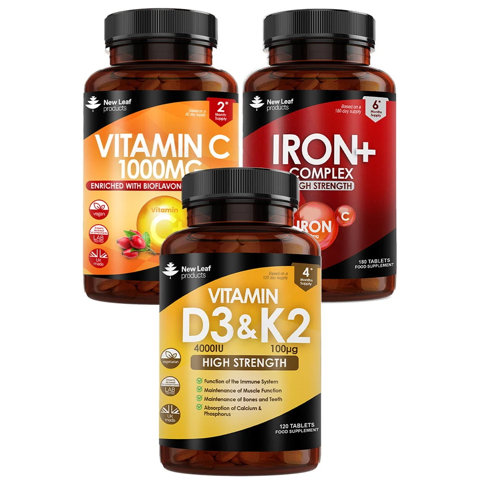 1000x1000ImmuneHealthValueBundle Immune Health Daily Bundle Vitamin D3 K2,Iron Complex, Vitamin C Supplement Tablets - Image 1