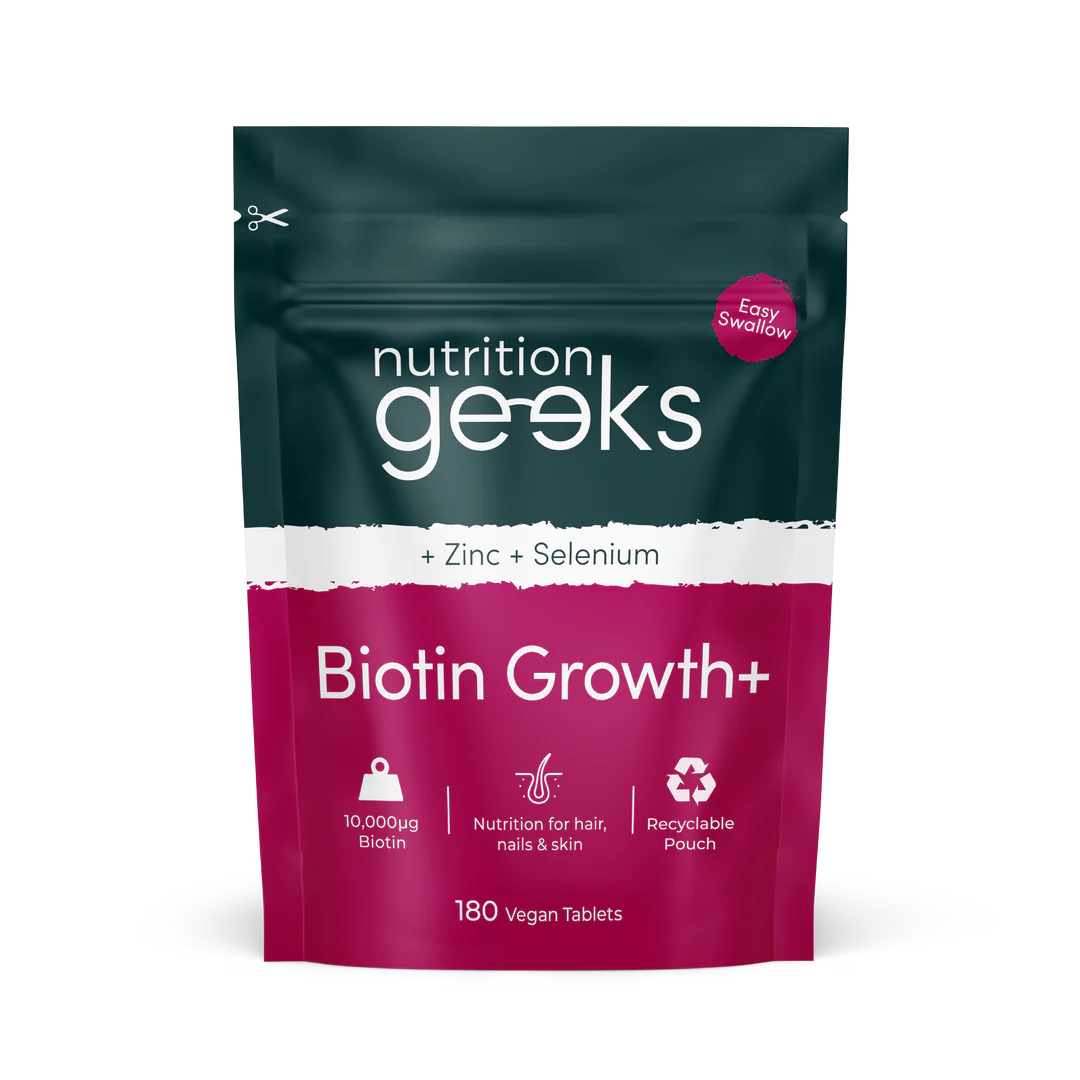 biotin-growth-nutrition-geeks-image-position_c7b0fb03 Biotin Growth+ 10,000µg | Hair, Skin & Nails - Image 1