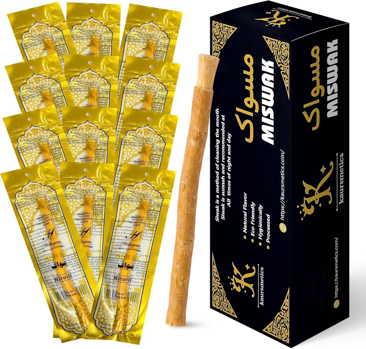 81Bciwo5iGL._AC_SL1500_ KAURSMETICS Natural Miswak Sticks – Pack of 12 - Image 1